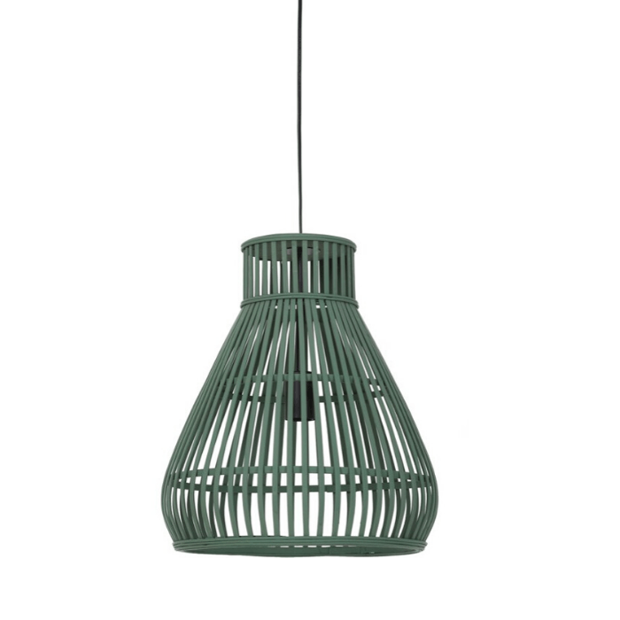 groene hanglamp Timaka in rotan van Light & Living voor een botanisch interieur